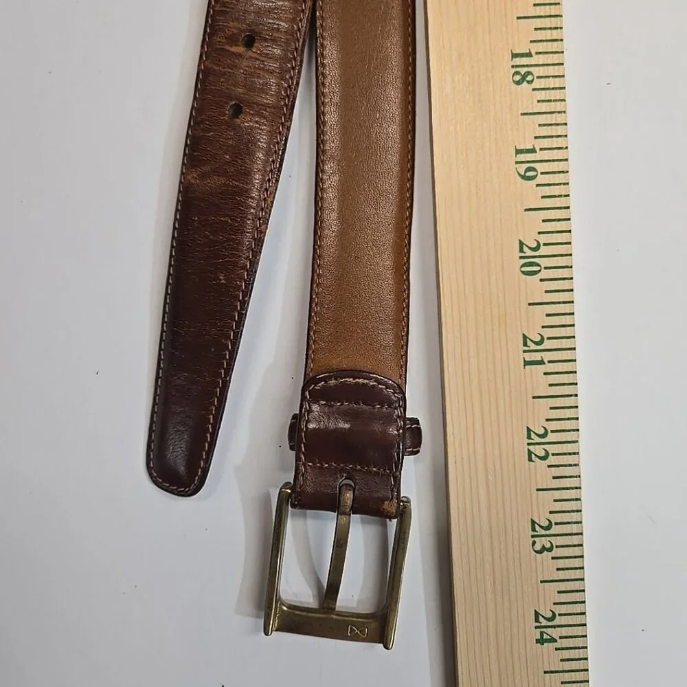 Trafalgar Cortina Brown Leather Belt Mens Size 38 USA Made Bos Indicus Kholmoger